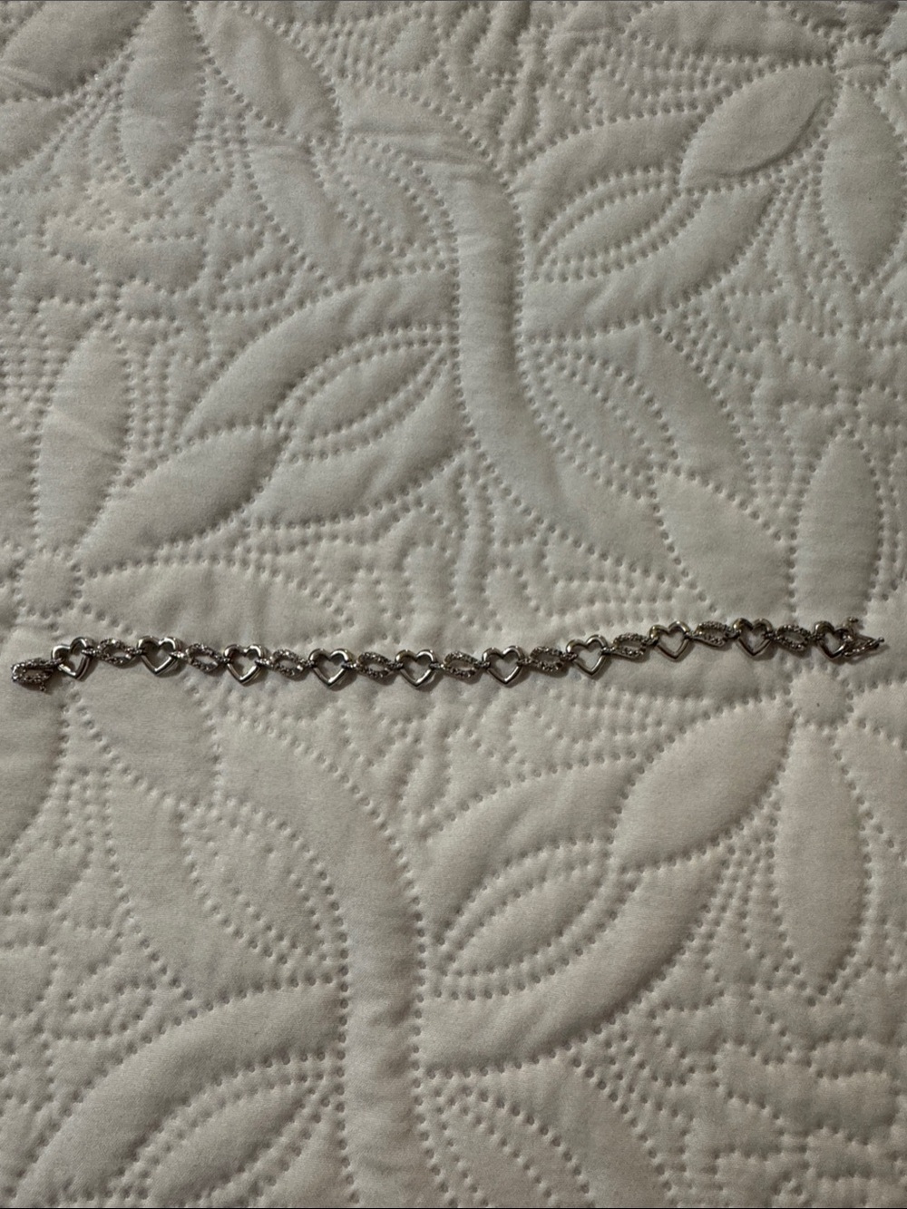 Zales Silver Heart Link Bracelet - Shiny Silver Tone